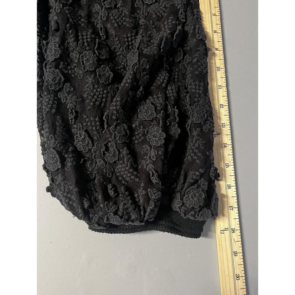Anthropologie Eri + Ali Sweater Womens XL Black‎ Lace Balloon Sleeve Knit - Picture 12 of 13